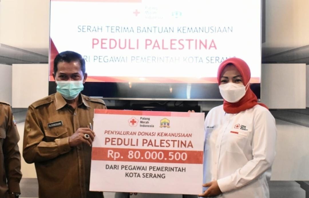 PMI KOTA SERANG TERIMA DONASI PALESTINA DARI PEMKOT SERANG